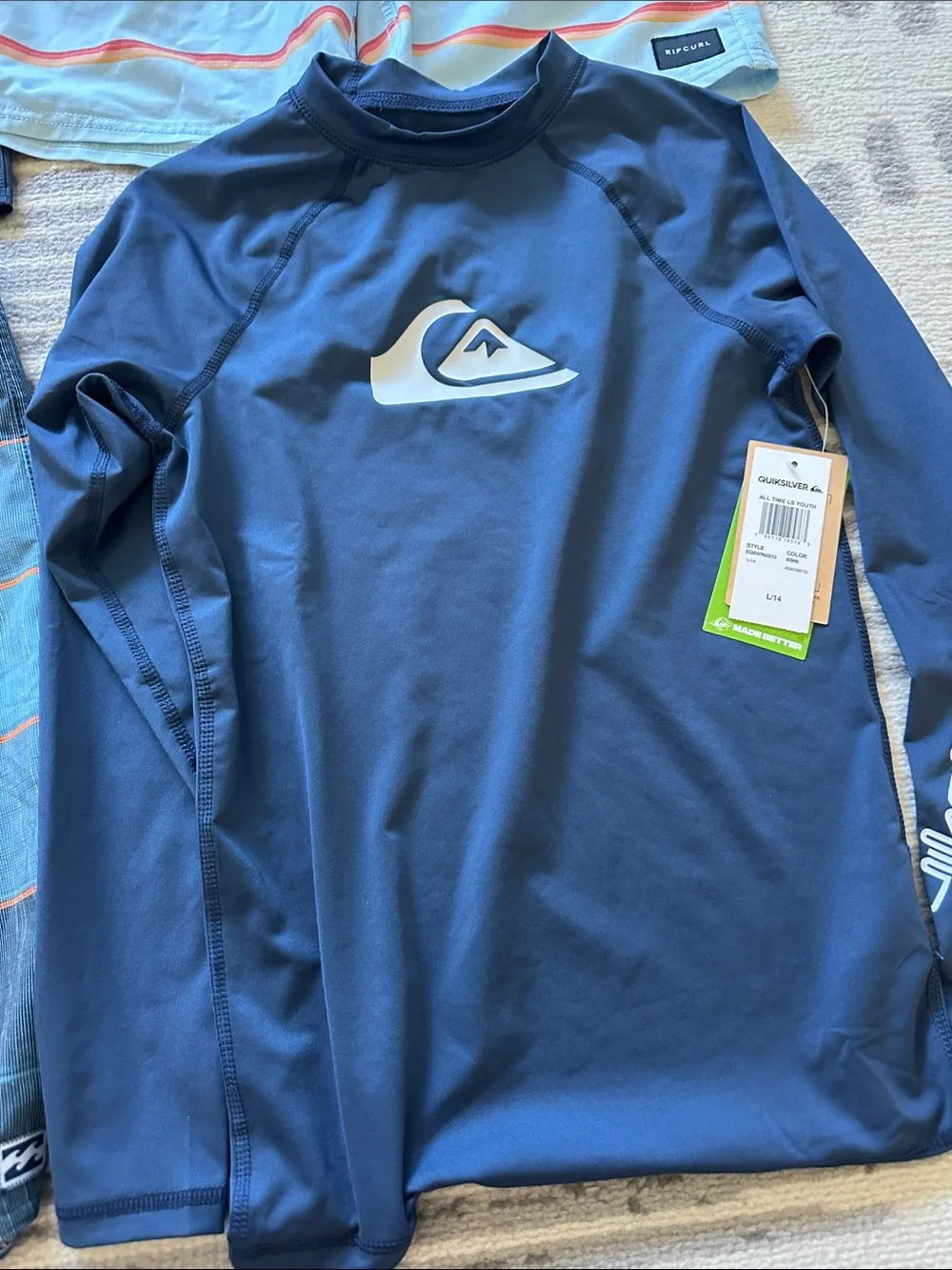 NWT Quiksilver Rash Guard + 3 Boy’s Size 28  Boardshorts